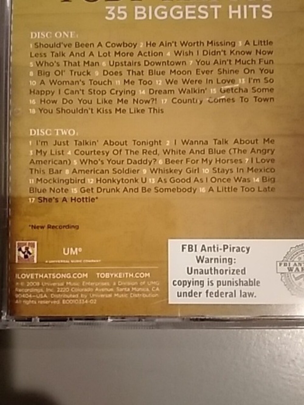 Toby Keith - 35 Biggest Hits CD (Black, Brown) - Picture 3 of 3